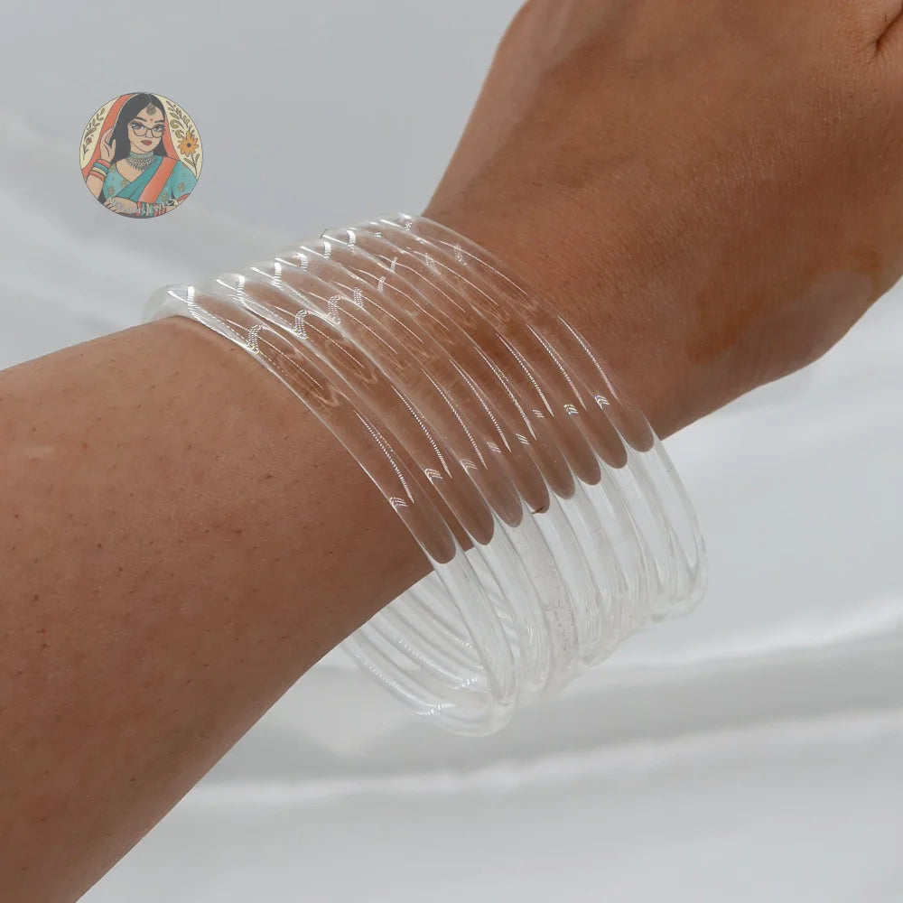 ’Clear’ Glossy Katrina Glass Bangle Set