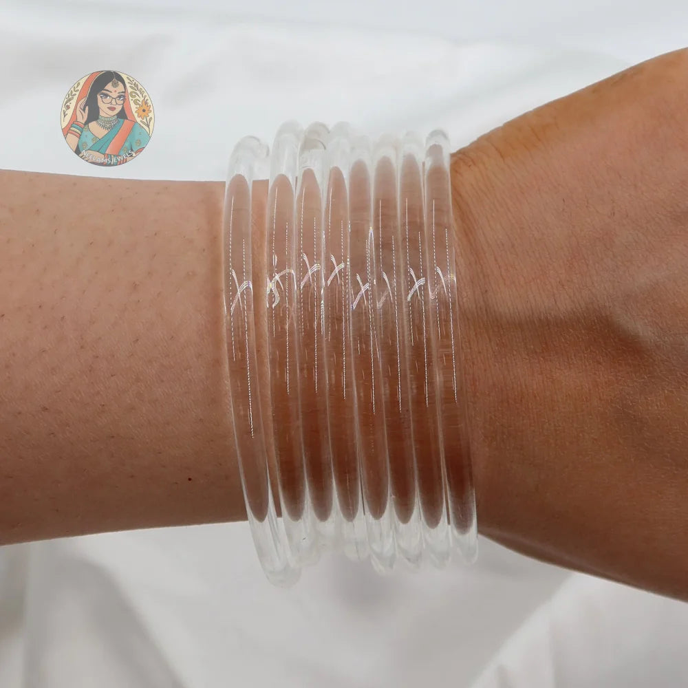 ’Clear’ Glossy Katrina Glass Bangle Set