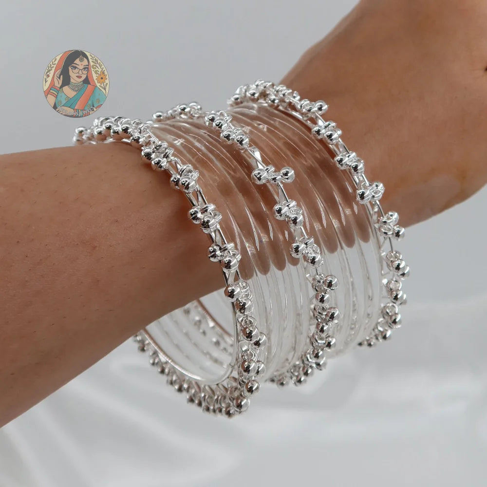 ’Clear’ Glossy Katrina Glass Bangle Set