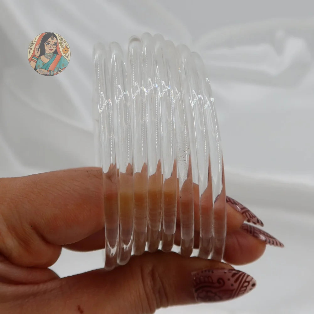 ’Clear’ Glossy Katrina Glass Bangle Set