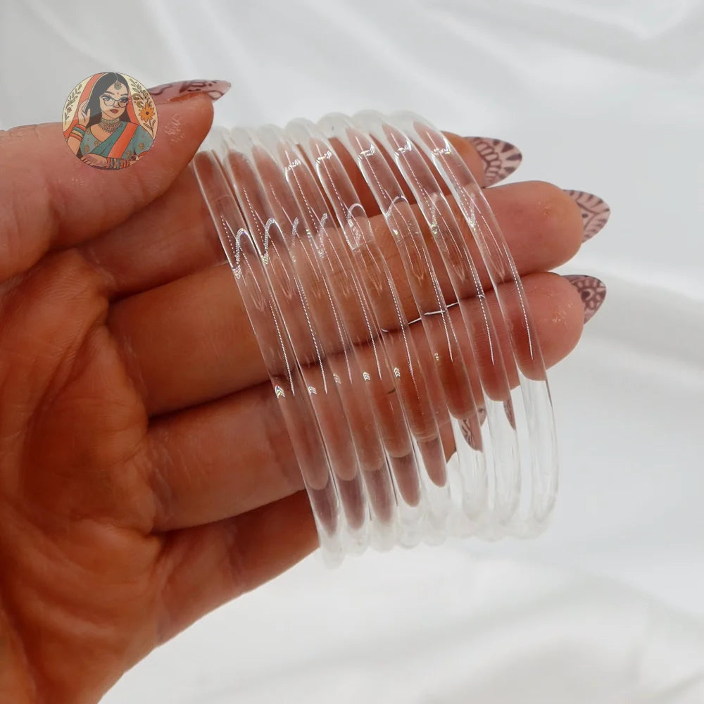 ’Clear’ Glossy Katrina Glass Bangle Set