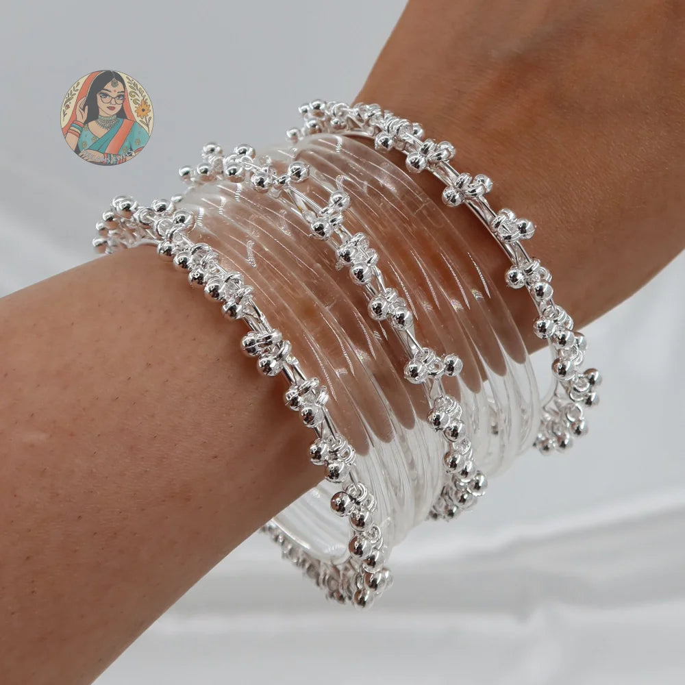 ’Clear’ Glossy Katrina Glass Bangle Set