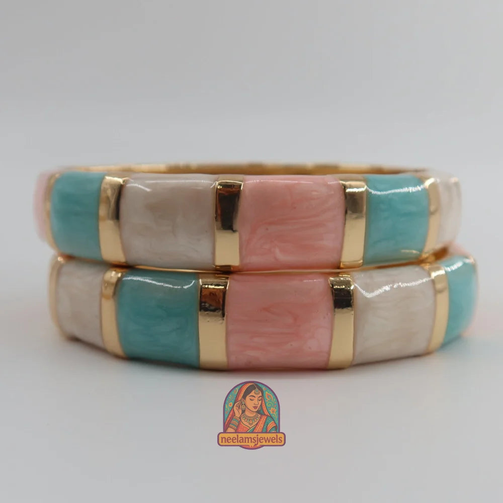 ColorBlock Kada - Enamel Bracelet 12 - Blue/Peach/White