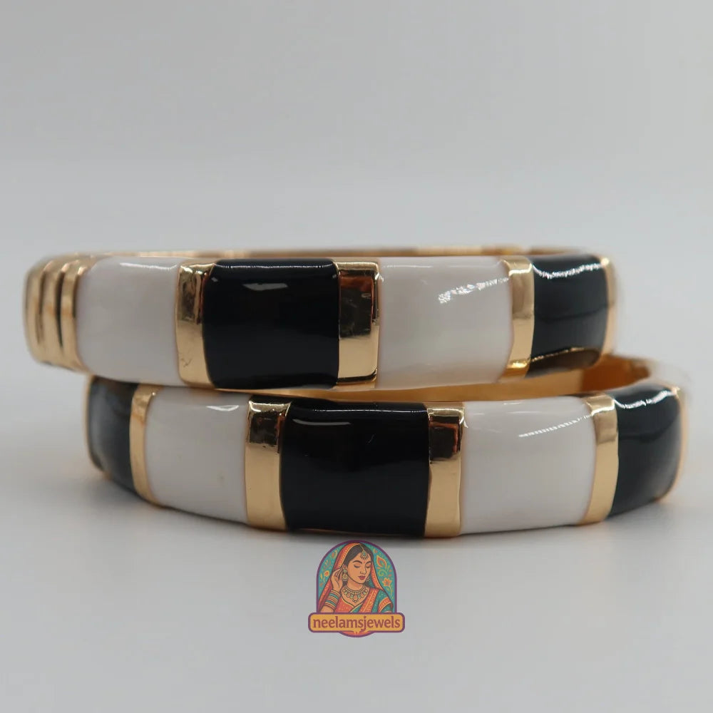 ColorBlock Kada - Enamel Bracelet 6 - Black/White