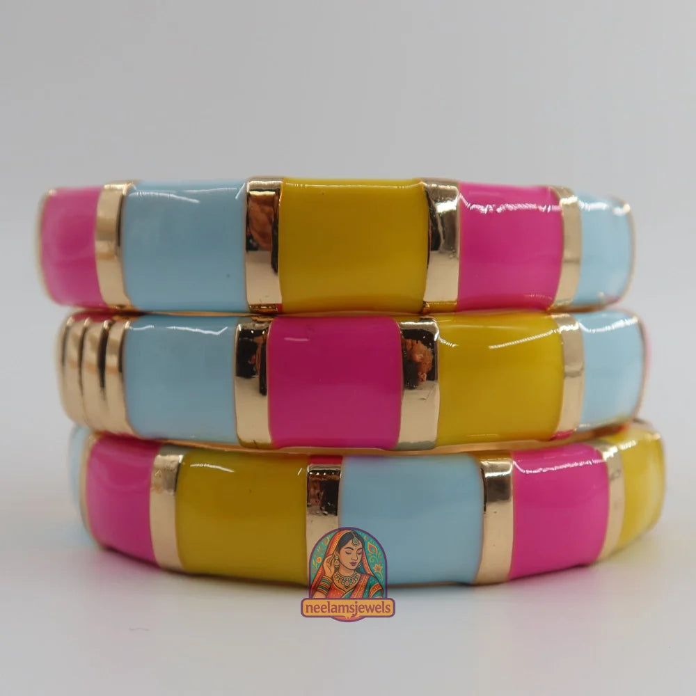 ColorBlock Kada - Enamel Bracelet 7 - Pink/Yellow/Blue