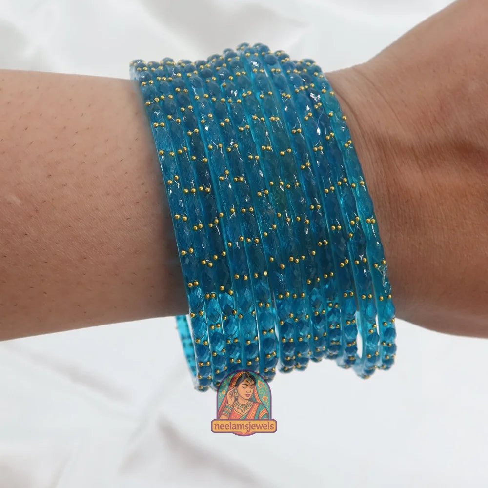 ’Cool Blue’ Crystal Cut Glass Bangle Set