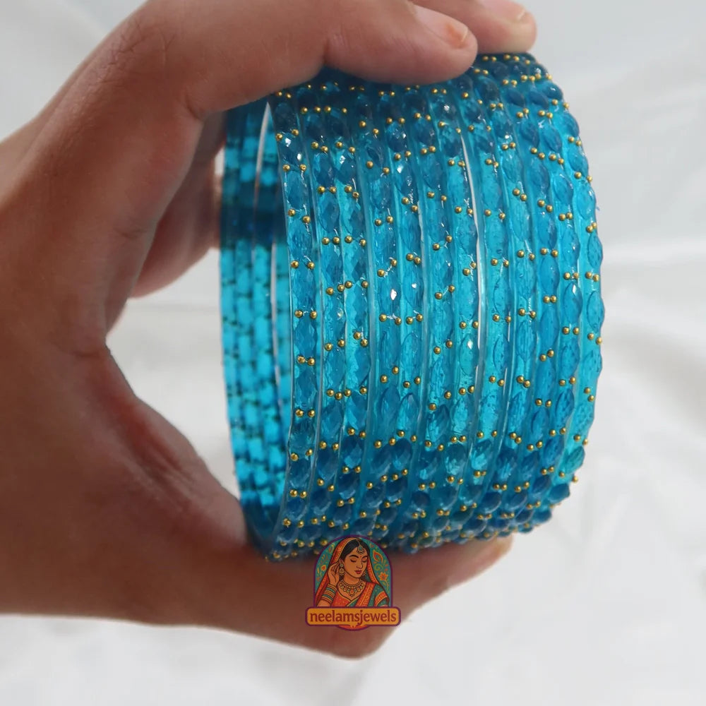 ’Cool Blue’ Crystal Cut Glass Bangle Set