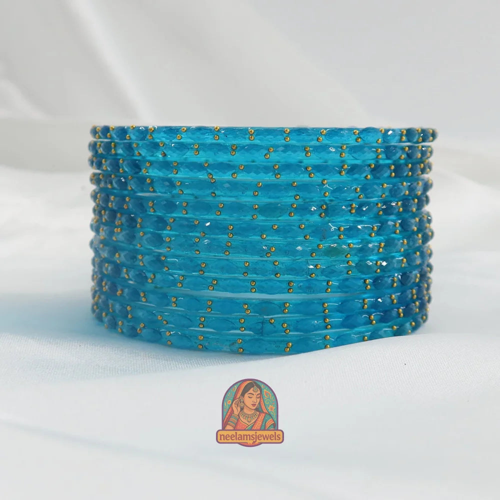 ’Cool Blue’ Crystal Cut Glass Bangle Set