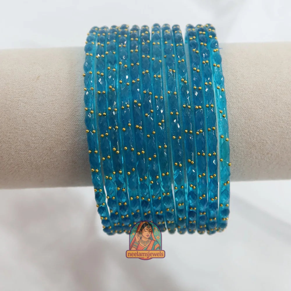 ’Cool Blue’ Crystal Cut Glass Bangle Set