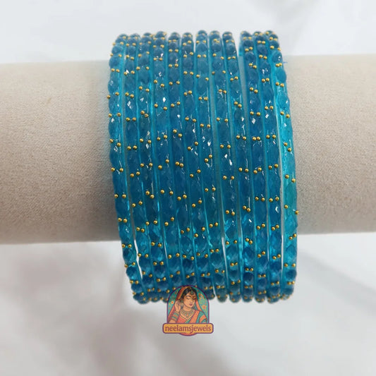 ’Cool Blue’ Crystal Cut Glass Bangle Set