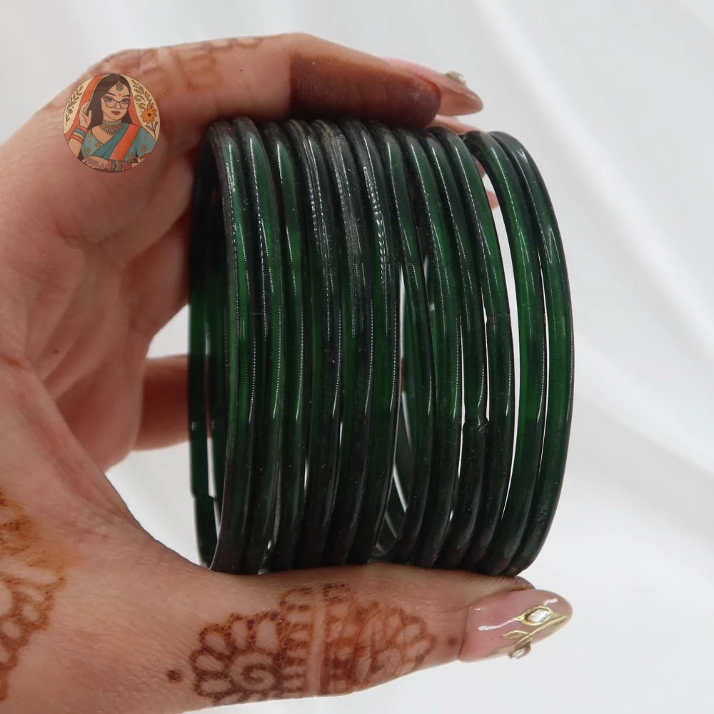 ’Dark Green’ Rang Pakka Glass Bangle Set