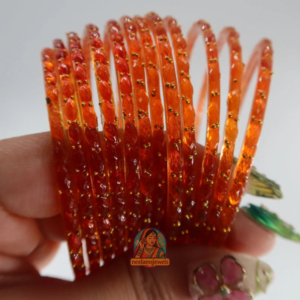’Dark Orange’ Glass Bangle Set