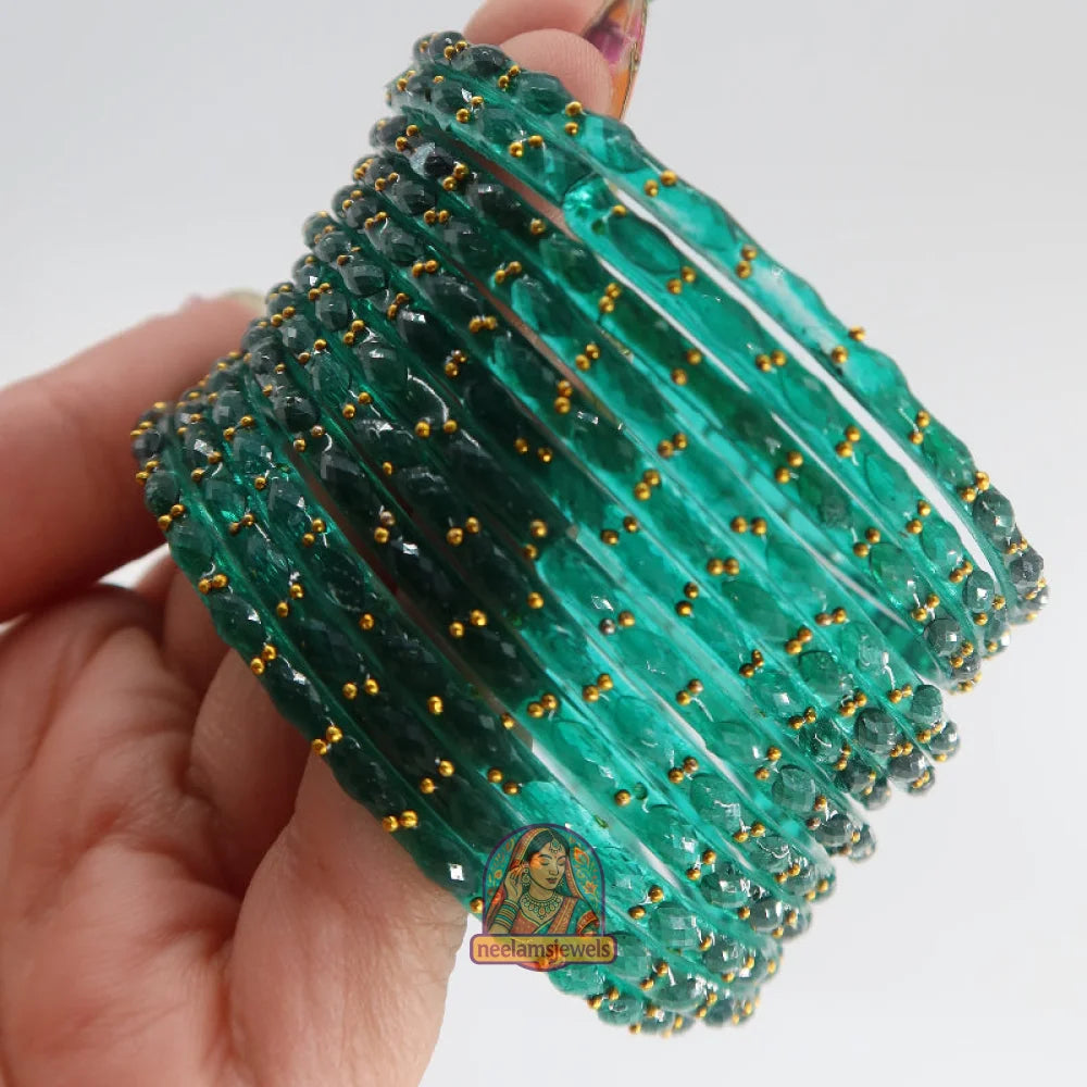 ’Dark Teal’ Glass Bangle Set