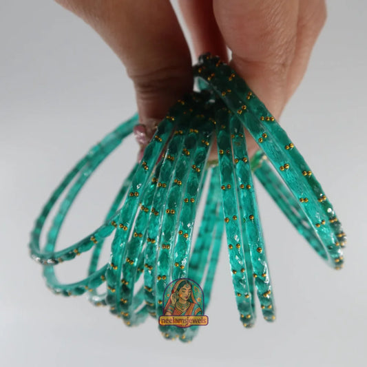 ’Dark Teal’ Glass Bangle Set