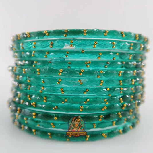’Dark Teal’ Glass Bangle Set