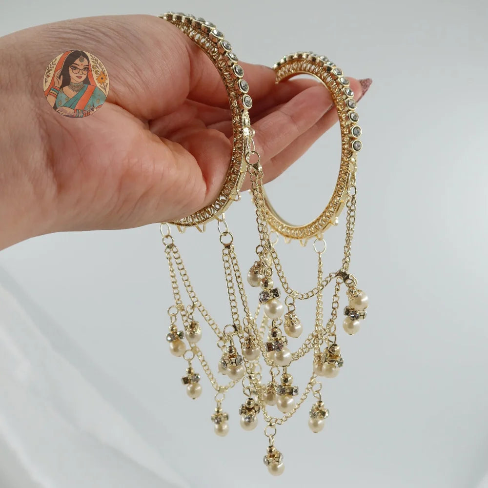 Deepika Golden 3-Chain Connected Bangle