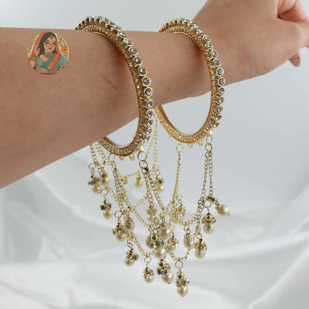 Deepika Golden 3-Chain Connected Bangle