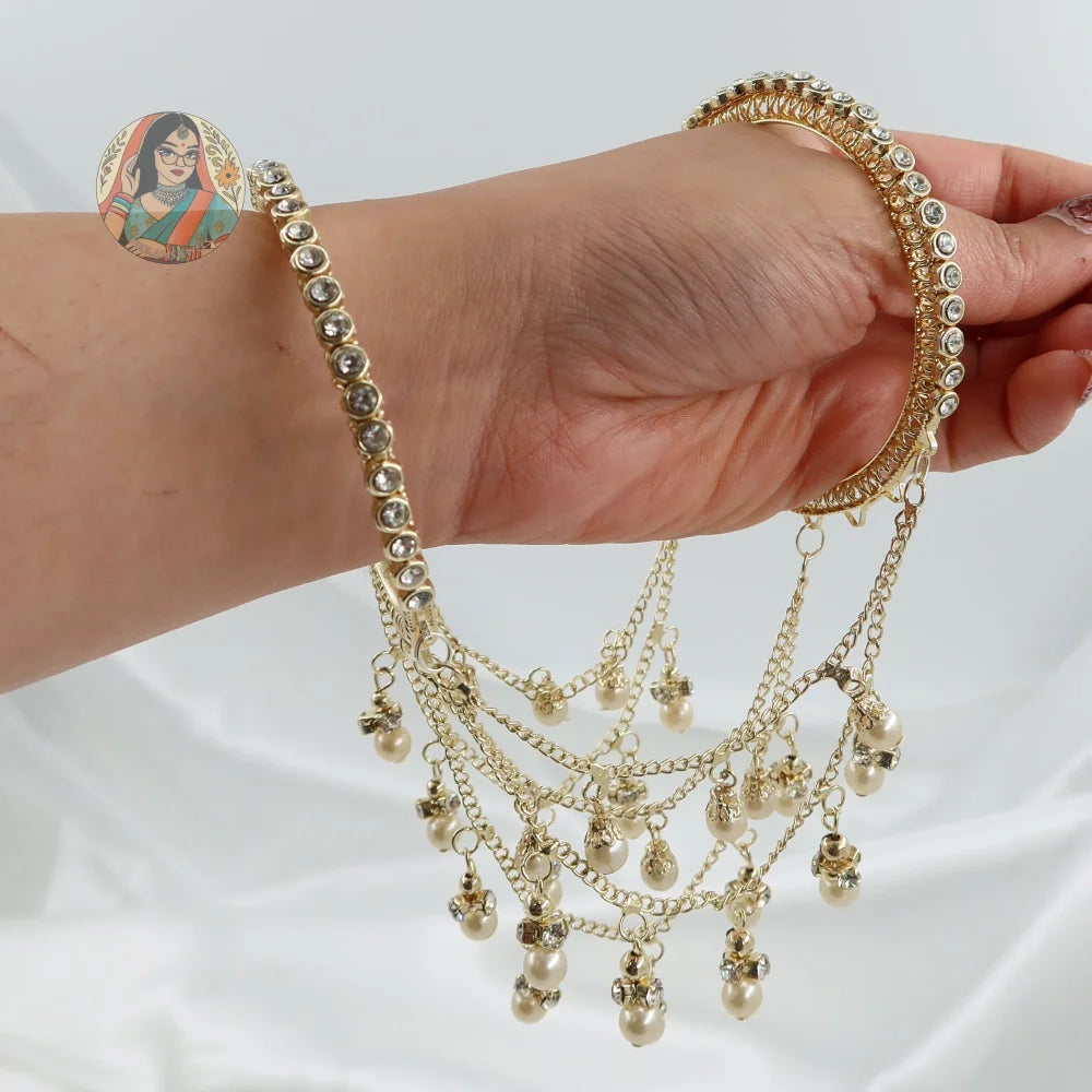 Deepika Golden 3-Chain Connected Bangle