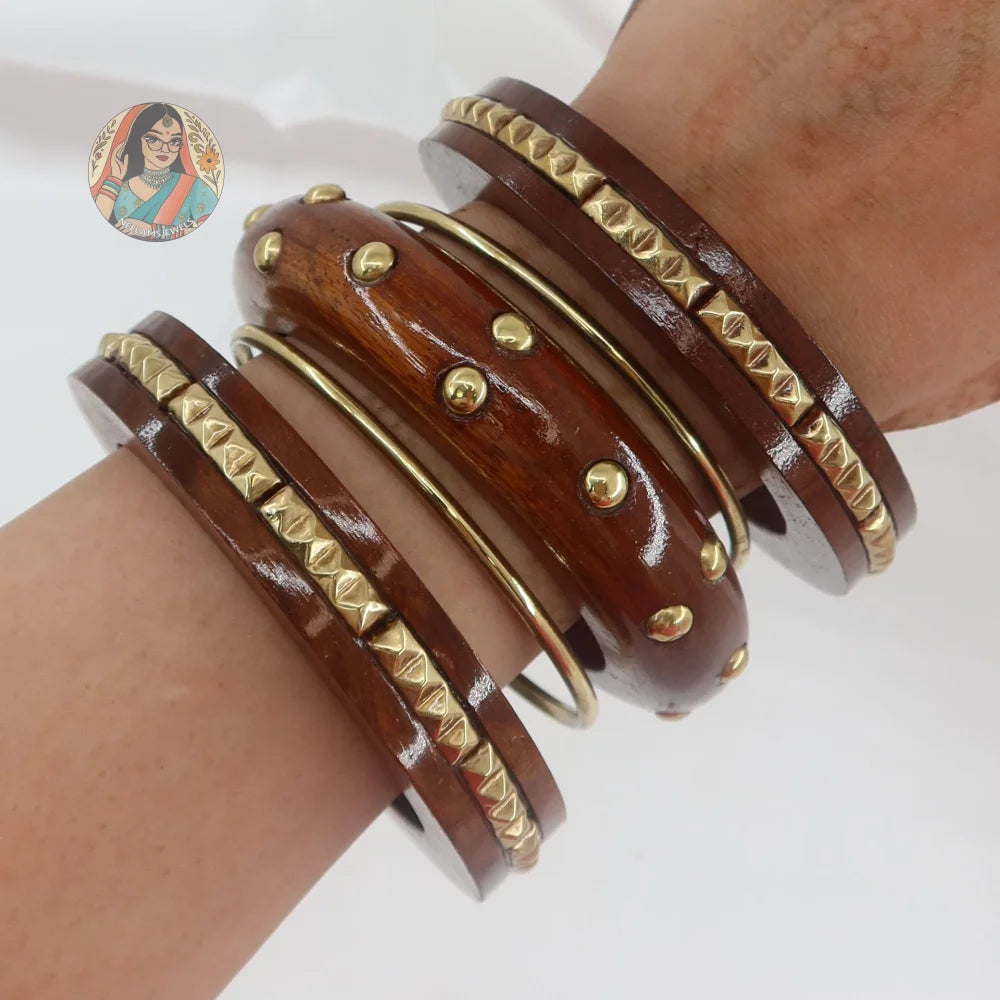 Deepti Wooden Bangle Stack