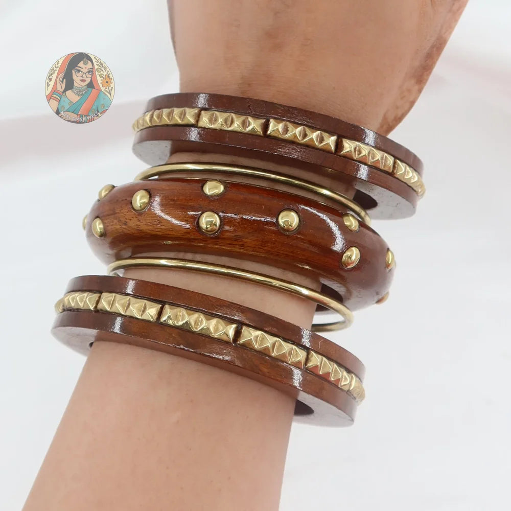 Deepti Wooden Bangle Stack