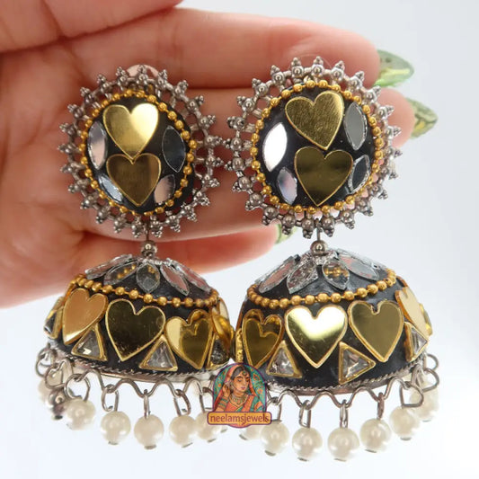 Dillagi - Jumbo Pearl Oxidized Jhumka