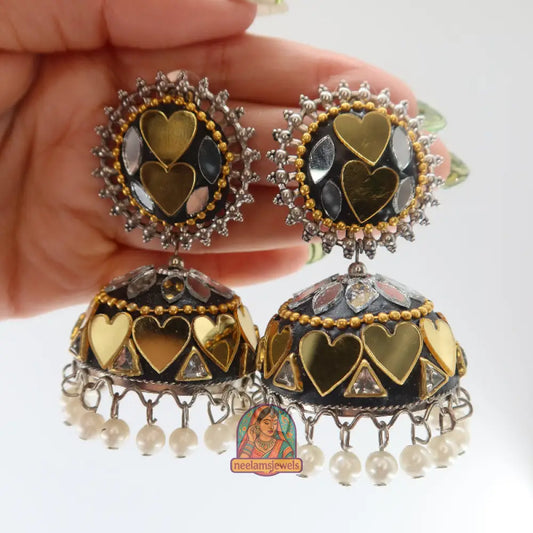Dillagi - Jumbo Pearl Oxidized Jhumka