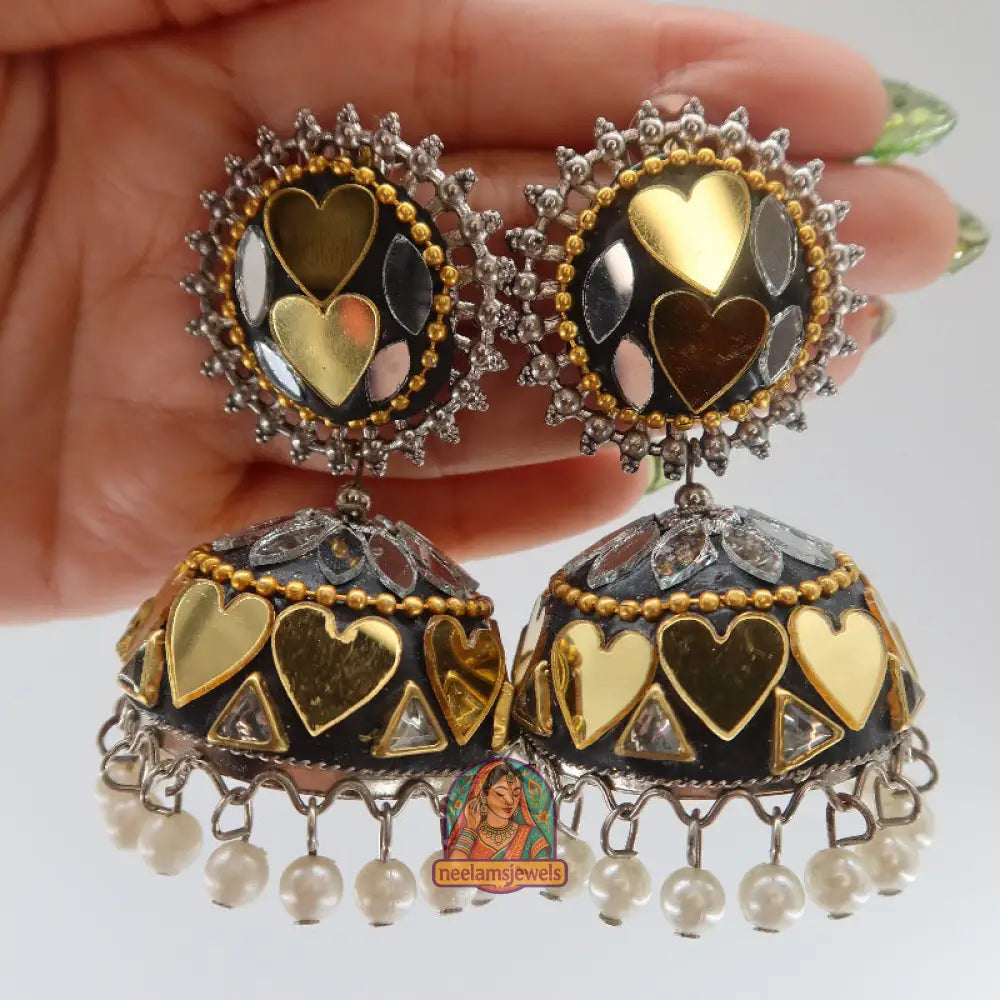 Dillagi - Jumbo Pearl Oxidized Jhumka
