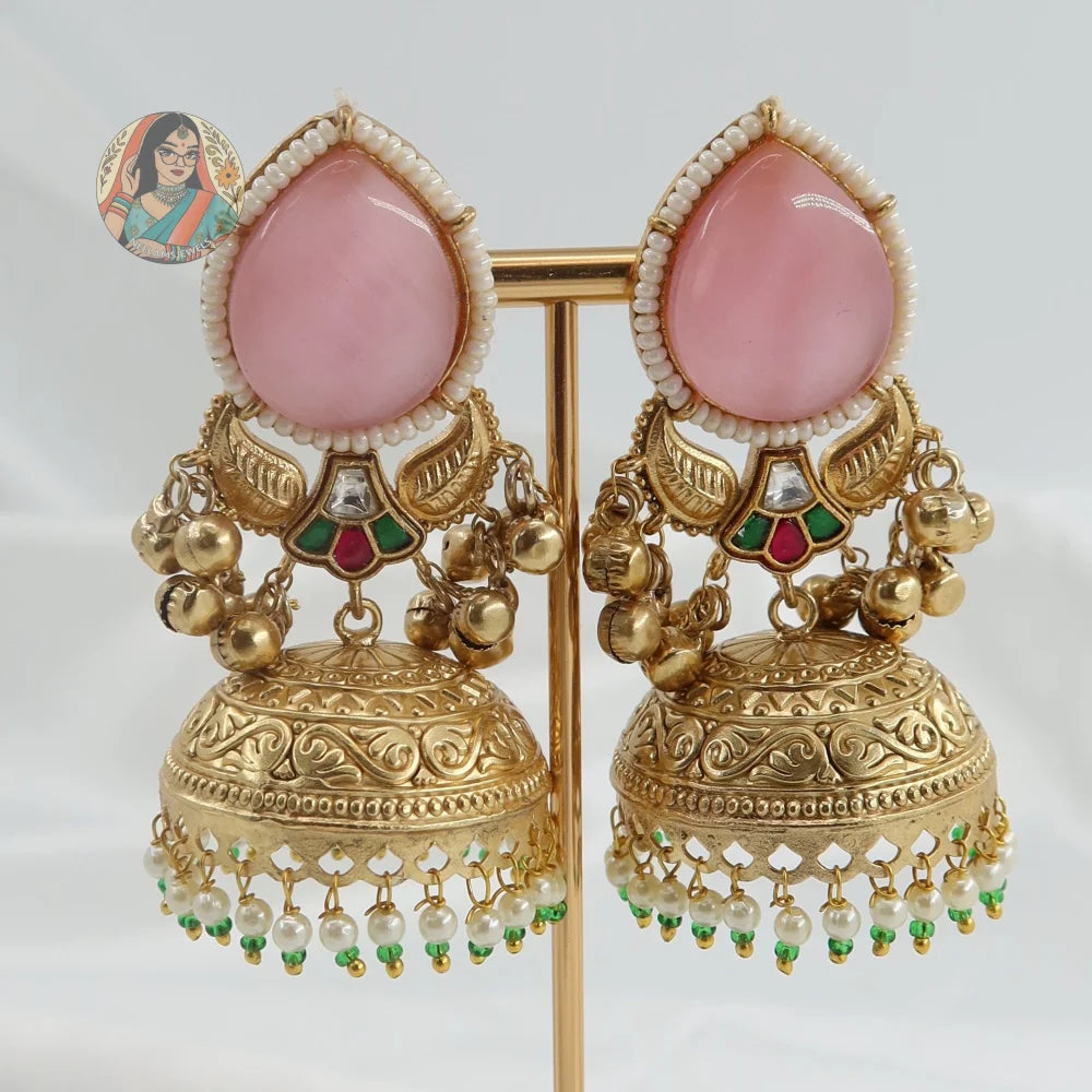 Disha Kashmiri Gold Earrings - A