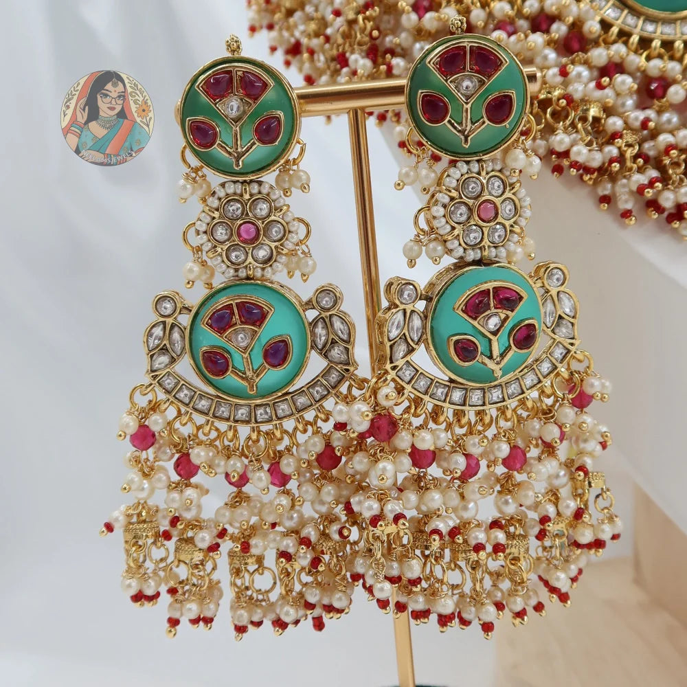 Eesha Bridal Necklace Set (Blue/Green)