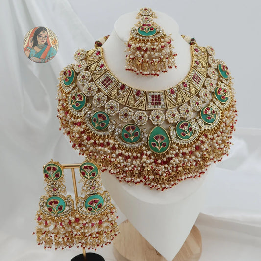 Eesha Bridal Necklace Set (Blue/Green)