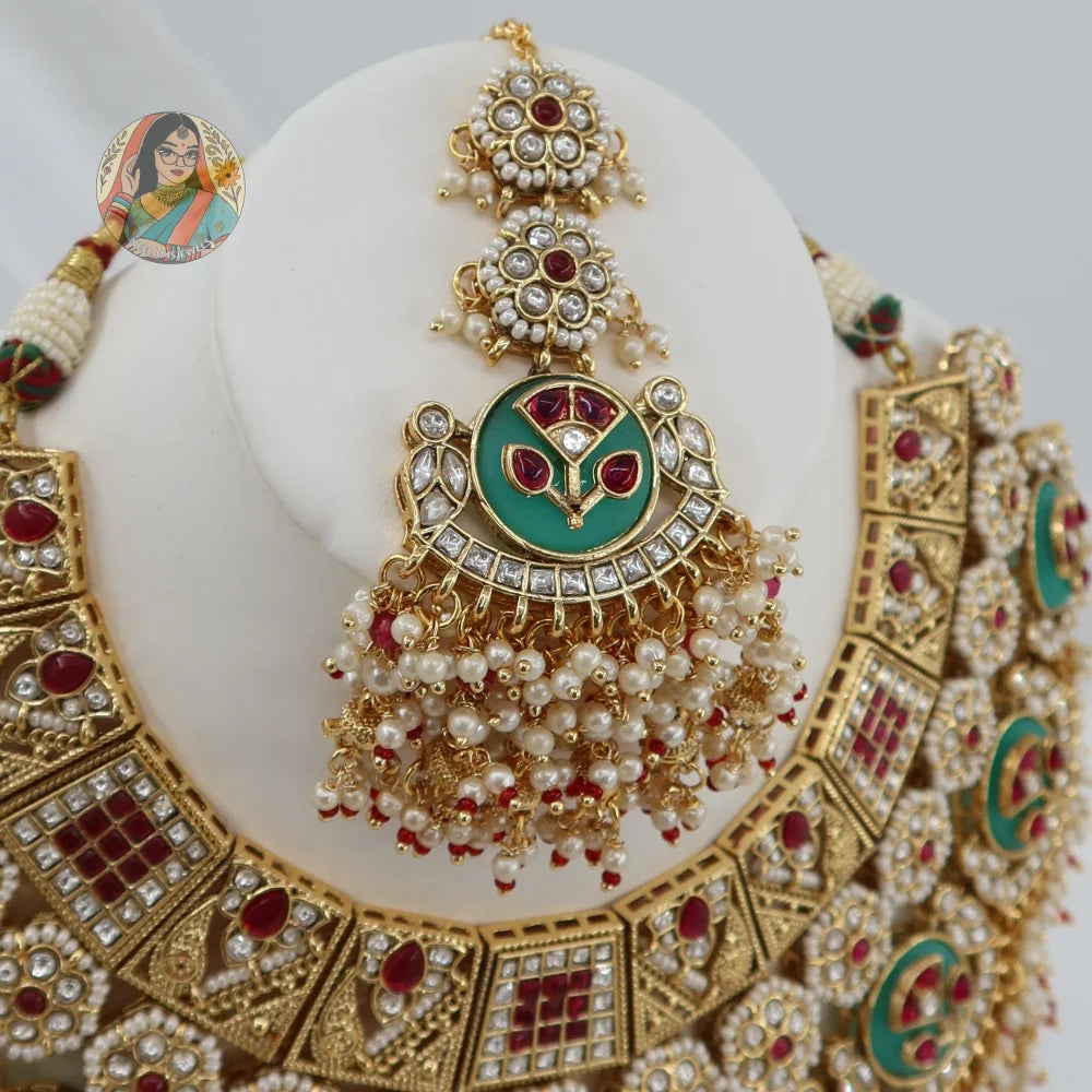Eesha Bridal Necklace Set (Blue/Green)
