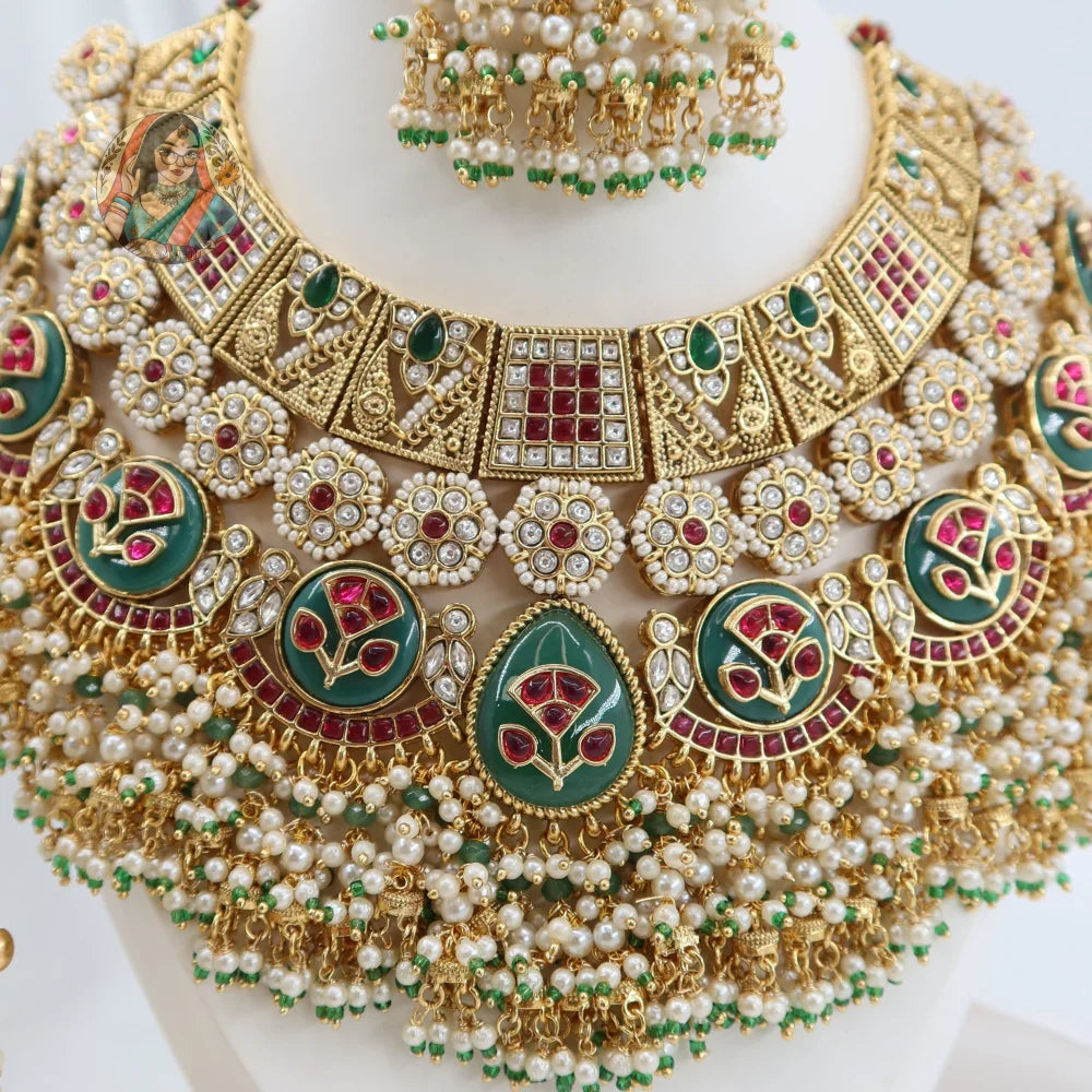 Eesha Bridal Necklace Set (Green)