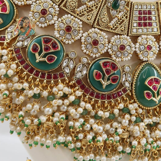 Eesha Bridal Necklace Set (Green)