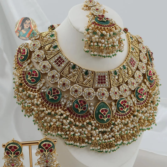 Eesha Bridal Necklace Set (Green)