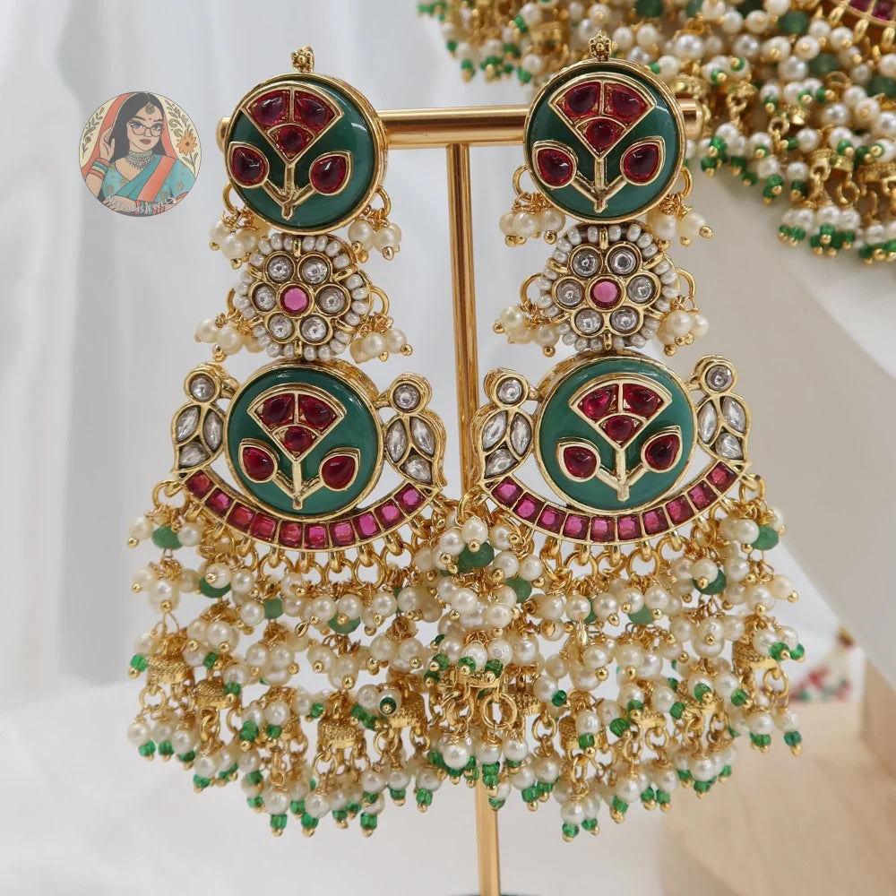 Eesha Bridal Necklace Set (Green)