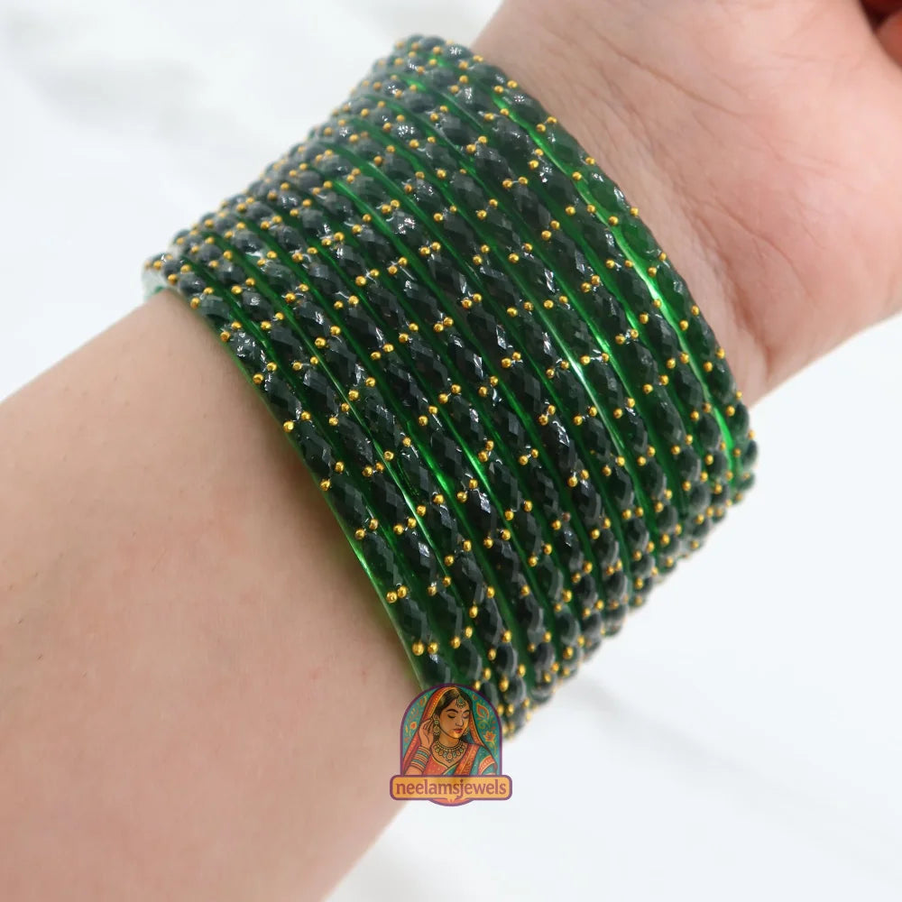 ’Emerald’ Crystal Cut Glass Bangle Set