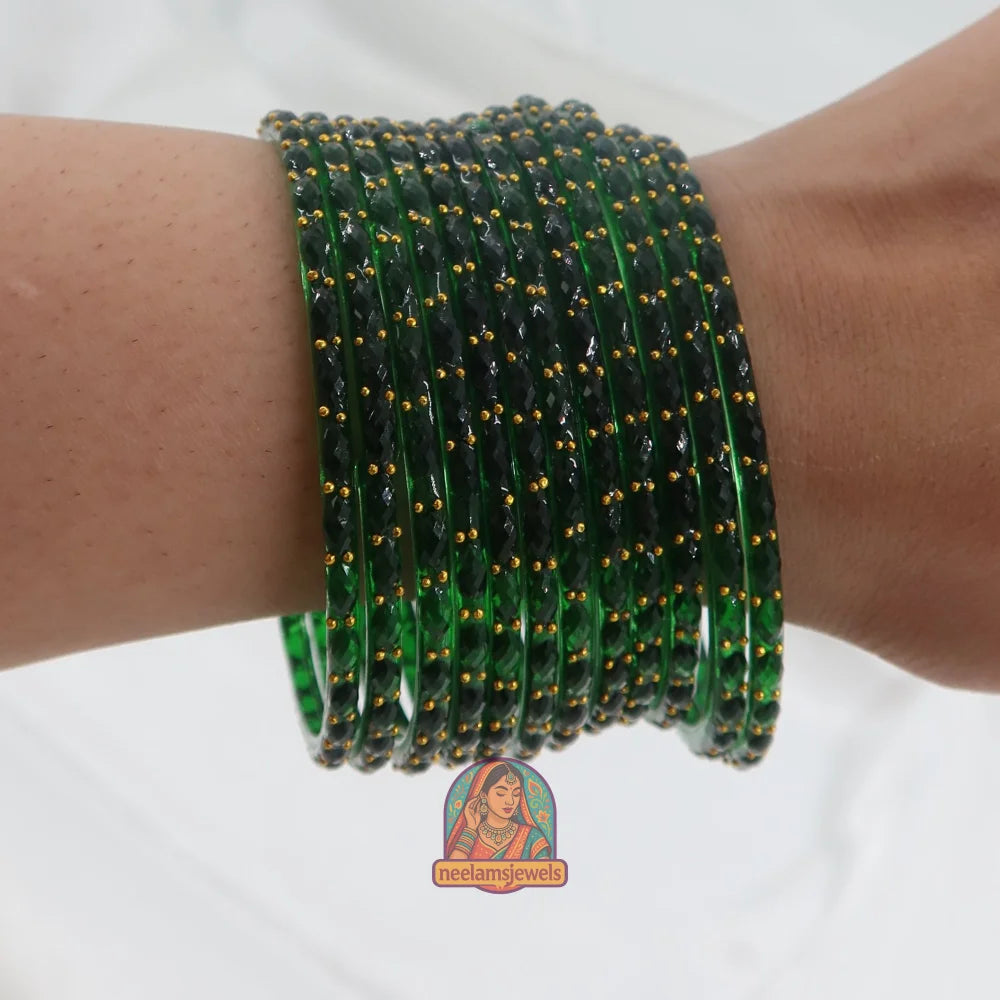 ’Emerald’ Crystal Cut Glass Bangle Set