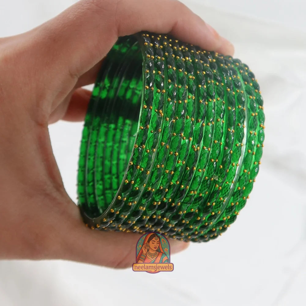 ’Emerald’ Crystal Cut Glass Bangle Set