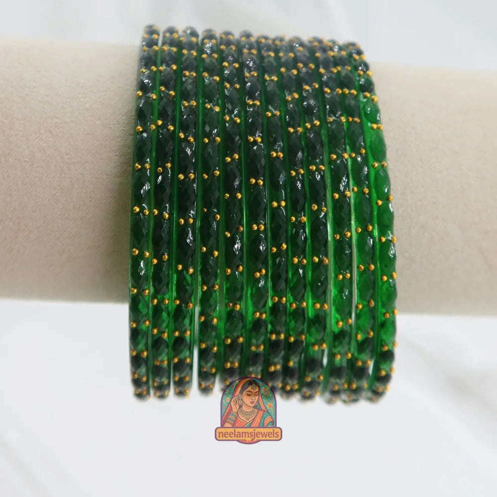 ’Emerald’ Crystal Cut Glass Bangle Set