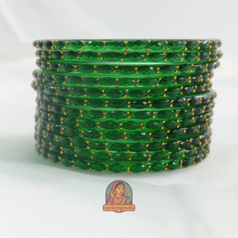 ’Emerald’ Crystal Cut Glass Bangle Set