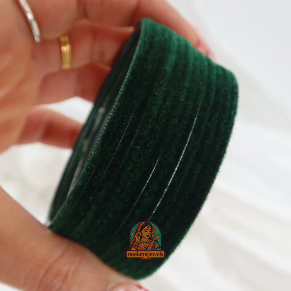 ’Emerald Green’ Velvet Bangle Set 2.10