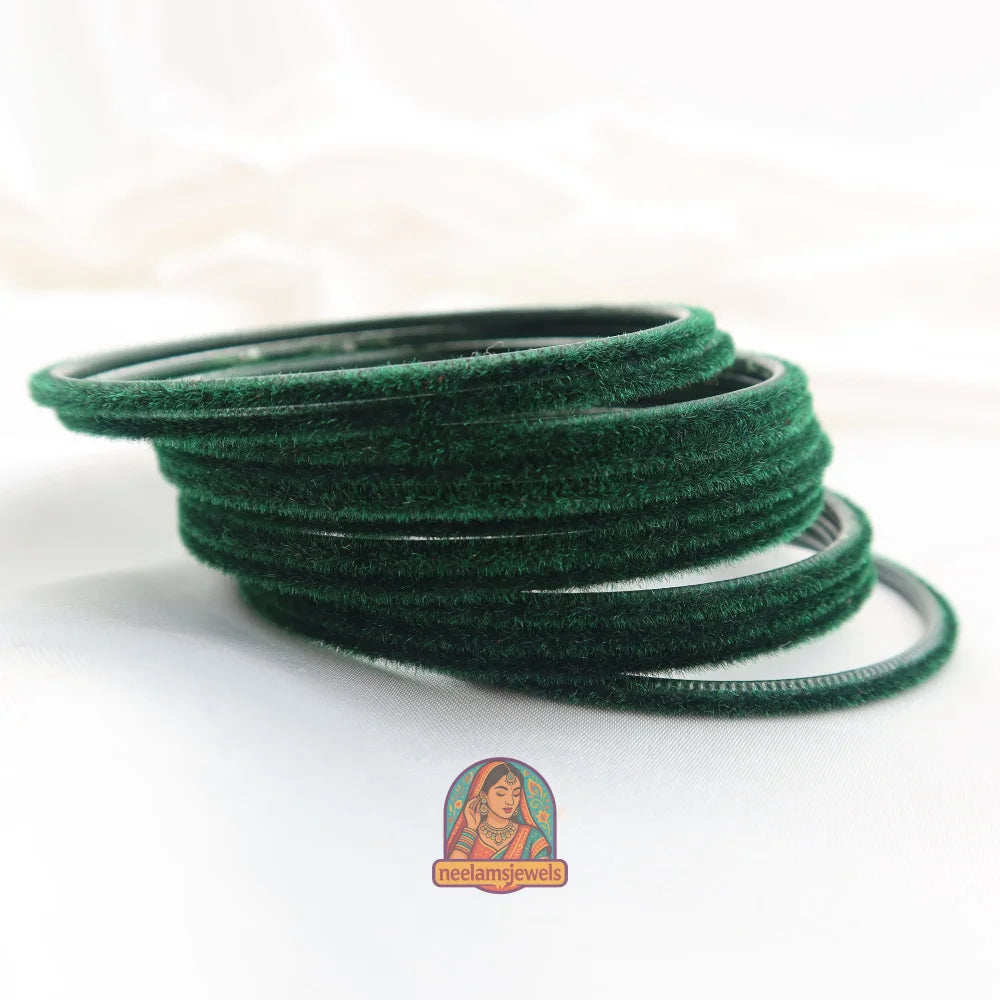 ’Emerald Green’ Velvet Bangle Set 2.10