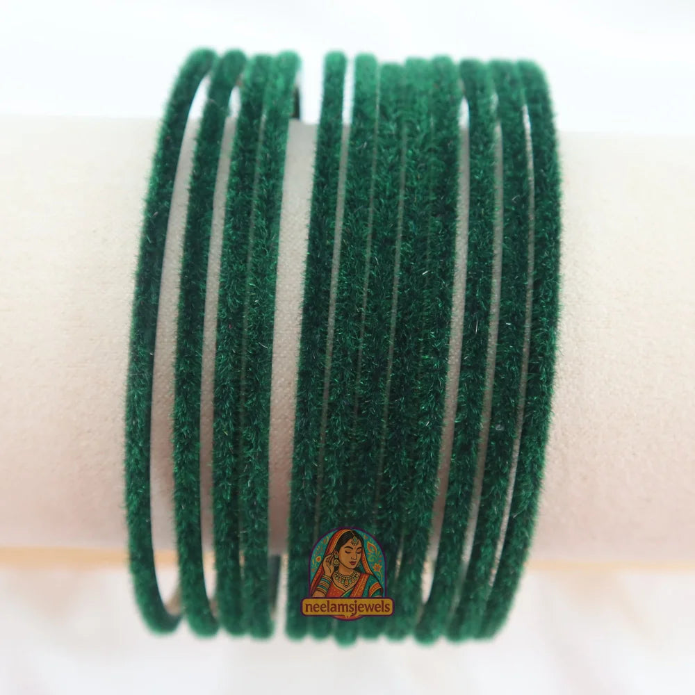 ’Emerald Green’ Velvet Bangle Set 2.10