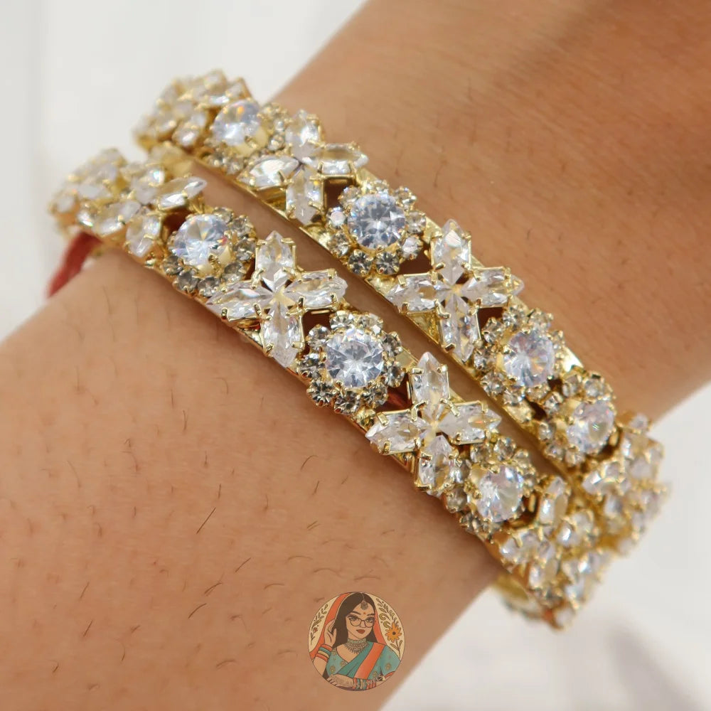 Floral AD Stone Bangles