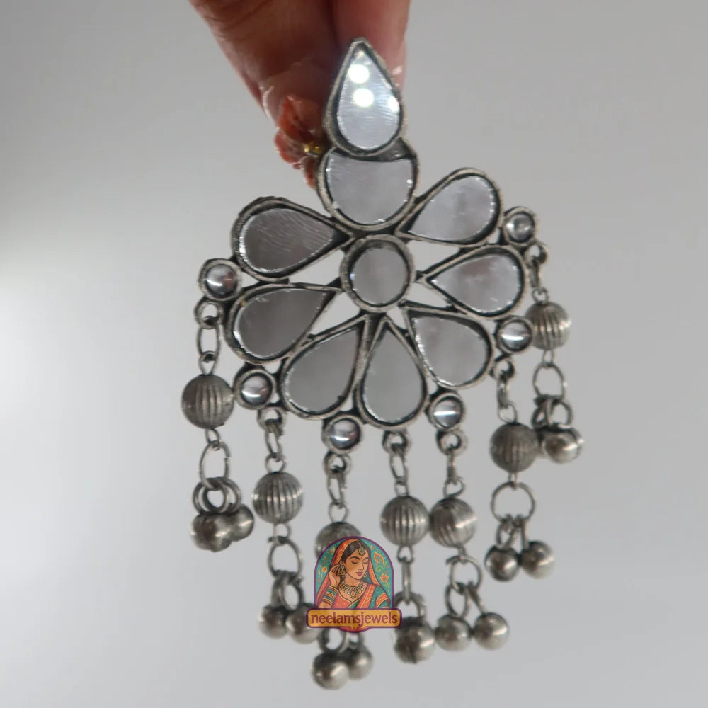 Floral Mirror Drop Earrings