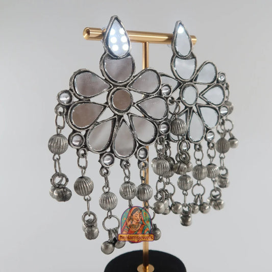 Floral Mirror Drop Earrings