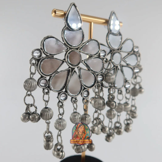 Floral Mirror Drop Earrings