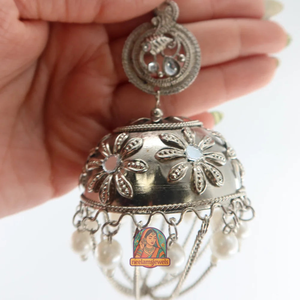Floral Pearl Jumbo Jhumkas