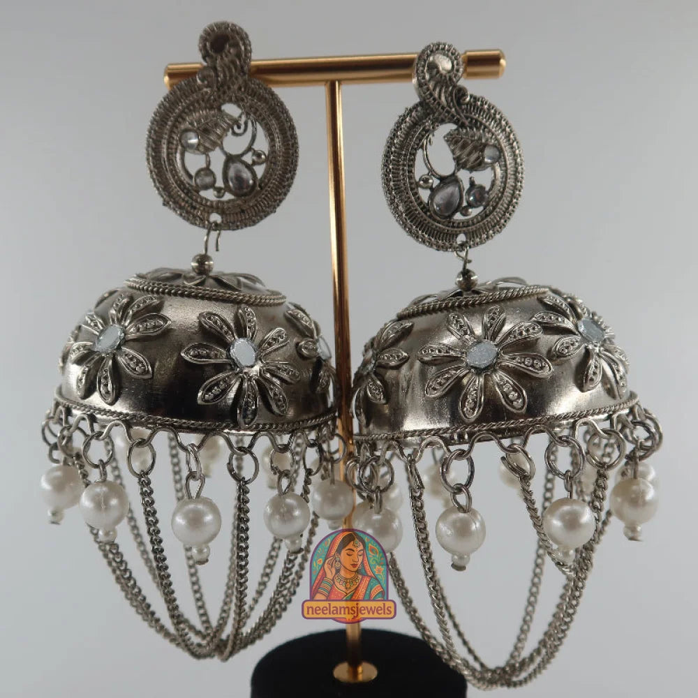 Floral Pearl Jumbo Jhumkas