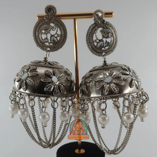 Floral Pearl Jumbo Jhumkas